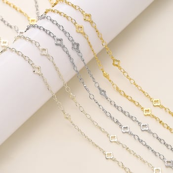 DIY χειροποίητη αλυσίδα με μαργαρίτα και τετράφυλλο τριφύλλι – κολιέ, βραχιόλι και βραχιολάκι αστραγάλου με επεκτάσιμη αλυσίδα, χαλκός με επίχρυσο 18K