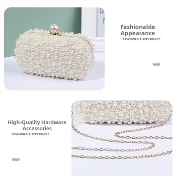 Perlová večerná taška, luxusný clutch na spoločenské šaty, univerzálna elegantná večerná taška, na rameno alebo do ruky.