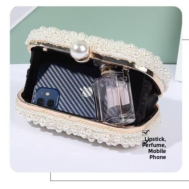 Perlová večerná taška, luxusný clutch na spoločenské šaty, univerzálna elegantná večerná taška, na rameno alebo do ruky.