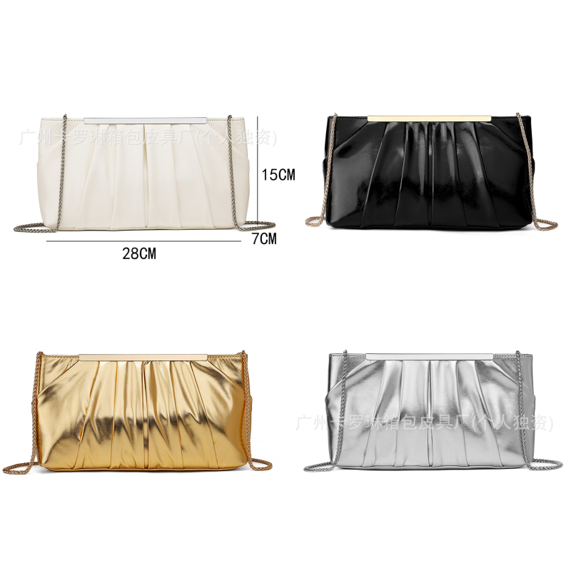 Γυναικεία βραδινή τσάντα clutch από PU δέρμα, κομψός πολυτελής σχεδιασμός, οριζόντιο τετράγωνο σχήμα