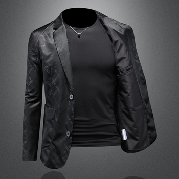 Pánske sako so slim-fit strihom, jesenné vydanie 2025, biznis a voľný čas, kórejský štýl.