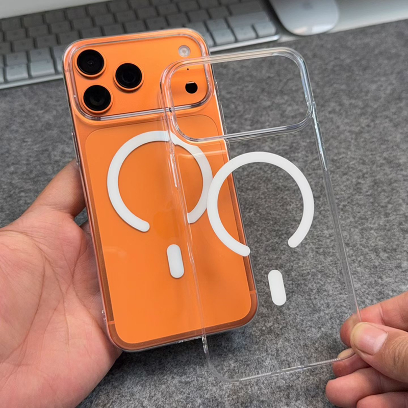 Prozirno akrilno kućište s magnetskim držačem za iPhone 17, otporno na požutiljenje, kompatibilno s modelima iPhone 13–17