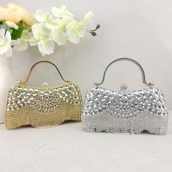 Τσαντάκι clutch διακοσμημένο με διαμάντια με φουντές, βραδινή τσάντα για γάμους και δεξιώσεις, τσάντα στον ώμο, μίνι τετράγωνο σχήμα