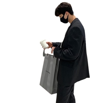 Pánske sako v kórejskom štýle, casual, jednobordové s dvomi gombíkmi, jednofarebný polyester