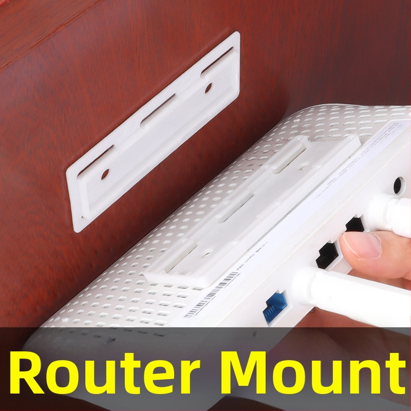 Nástenný držiak na router a Wi‑Fi modem, bez vŕtania, organizér na predlžovač