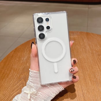 Carcasă transparentă magnetică pentru Samsung Galaxy S25 Ultra și S24 FE – minimalistă, antișoc, antiamprente