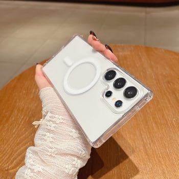 Carcasă transparentă magnetică pentru Samsung Galaxy S25 Ultra și S24 FE – minimalistă, antișoc, antiamprente