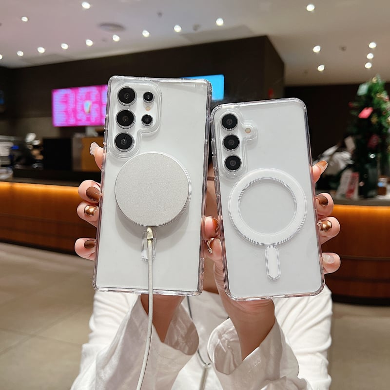 Carcasă transparentă magnetică pentru Samsung Galaxy S25 Ultra și S24 FE – minimalistă, antișoc, antiamprente