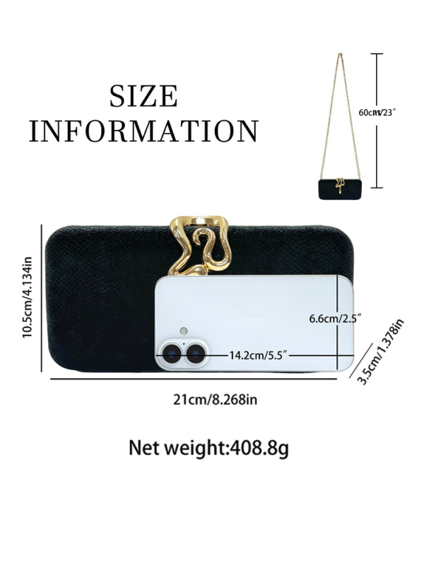 Sametová večerná taška s hadím sponou, večerný clutch na párty, univerzálny cez rameno.