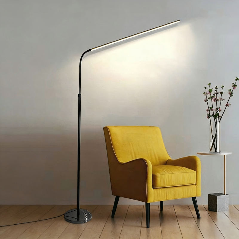 LED λάμπα δαπέδου για σαλόνι και υπνοδωμάτιο, κάθετος σχεδιασμός για ανάγνωση στο κρεβάτι και εξάσκηση πιάνου, ρυθμιζόμενο ύψος μέχρι 15 εκ, 220V, υψηλός CRI ≥90