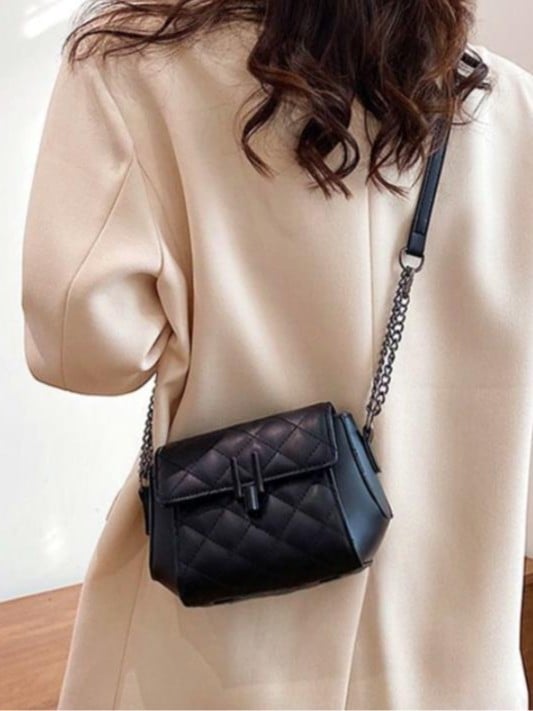 Γυναικεία τσάντα ενός ώμου σε γαλλικό στυλ, crossbody, μαλακό δέρμα με ανάγλυφο διαμαντένιο σχέδιο, μικρή τετράγωνη τσάντα
