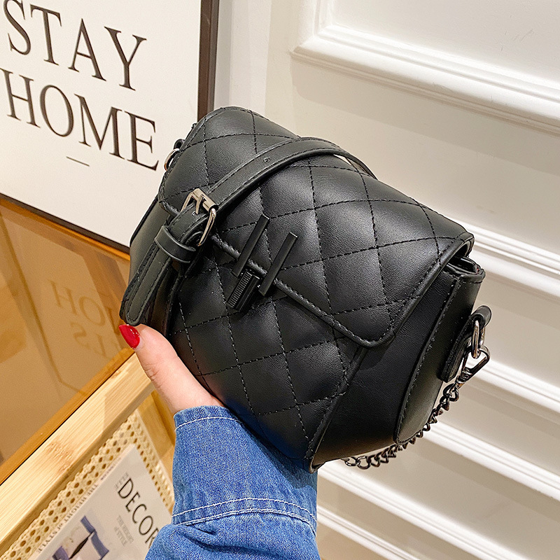 Γυναικεία τσάντα ενός ώμου σε γαλλικό στυλ, crossbody, μαλακό δέρμα με ανάγλυφο διαμαντένιο σχέδιο, μικρή τετράγωνη τσάντα