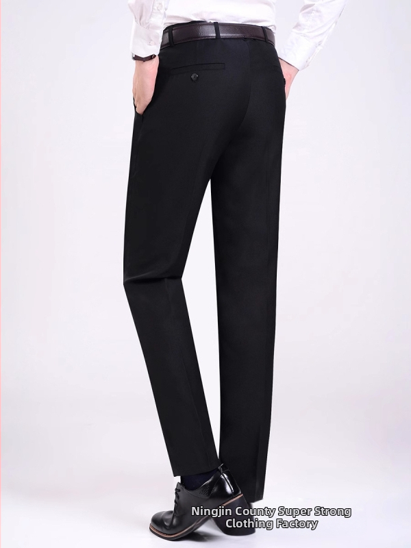 Pánske čierne nohavice, slim-fit, biznis, rovný strih, na všetky ročné obdobia