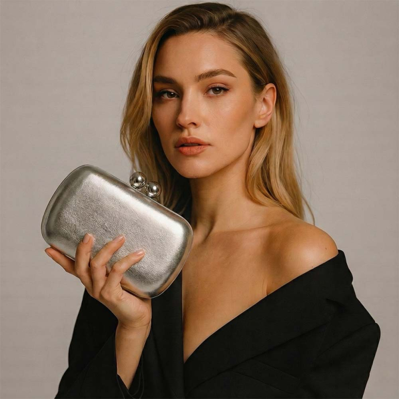 Dámska taška v európsko-americkom štýle, mini oválna crossbody alebo kabelka typu clutch, PU koža, magnetické zapínanie, na večer