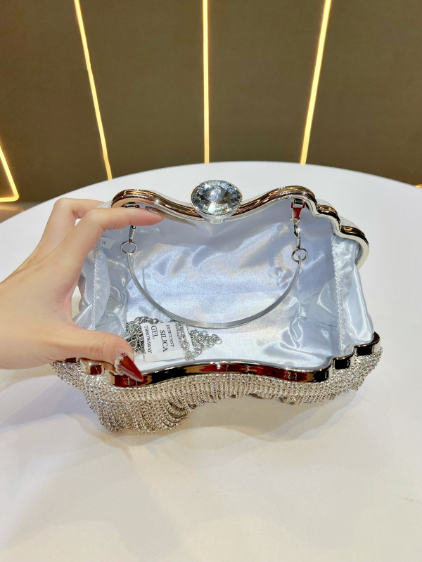 Nový štýl večernej tašky so štrasami a remienkom na rameno, luxusná kabelka na spoločenské šaty, clutch a crossbody pre ženy, nišová taška