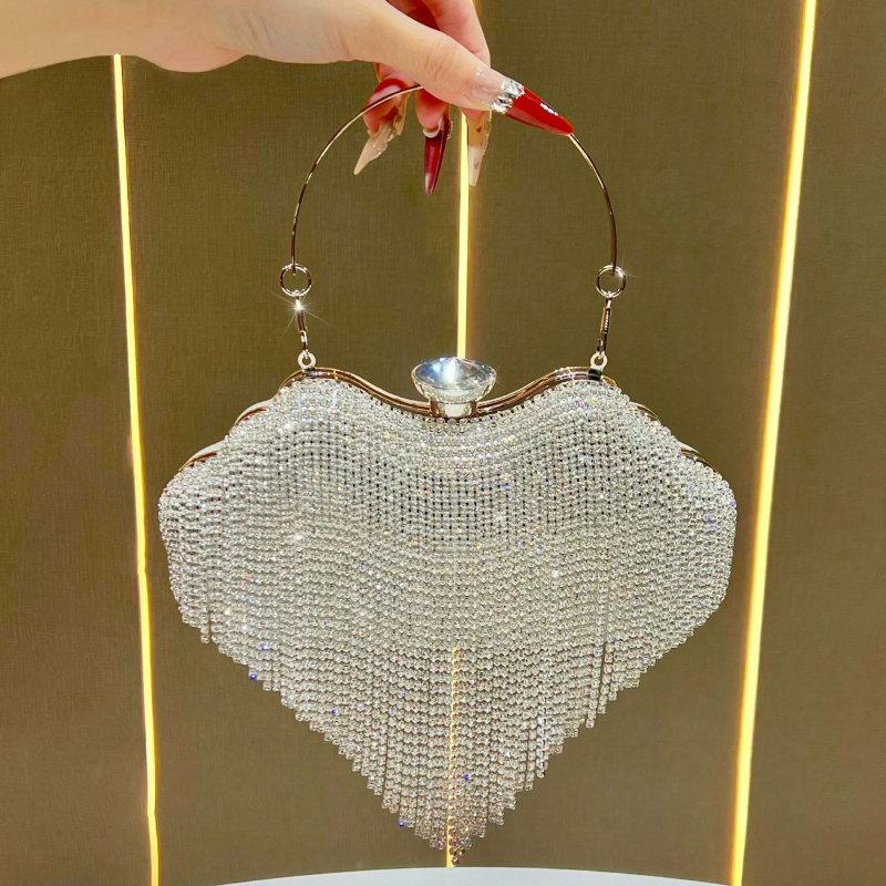 Nový štýl večernej tašky so štrasami a remienkom na rameno, luxusná kabelka na spoločenské šaty, clutch a crossbody pre ženy, nišová taška