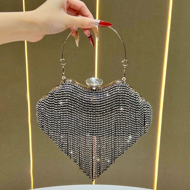 Nový štýl večernej tašky so štrasami a remienkom na rameno, luxusná kabelka na spoločenské šaty, clutch a crossbody pre ženy, nišová taška