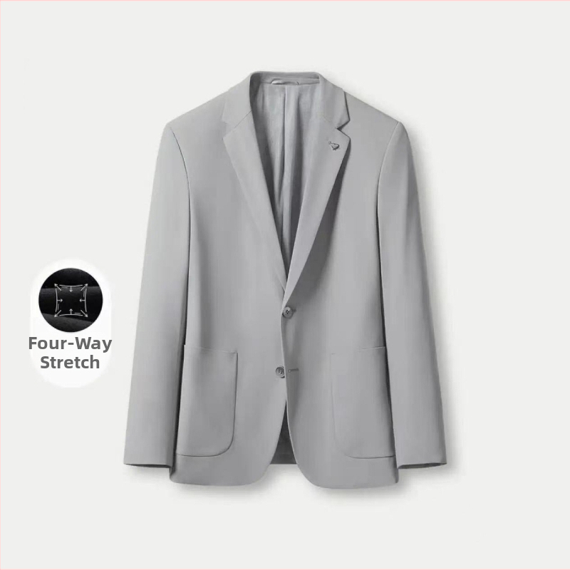 Nové pánske casual sako s jemnou pokožkou a UV ochranou, Slim Fit, štvorsmerná elasticita, notch lapel, jarný obchodný štýl