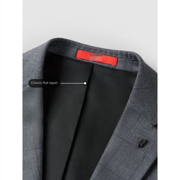 Háromrészes férfi öltöny szürke kockás, slim fit, üzleti viselet