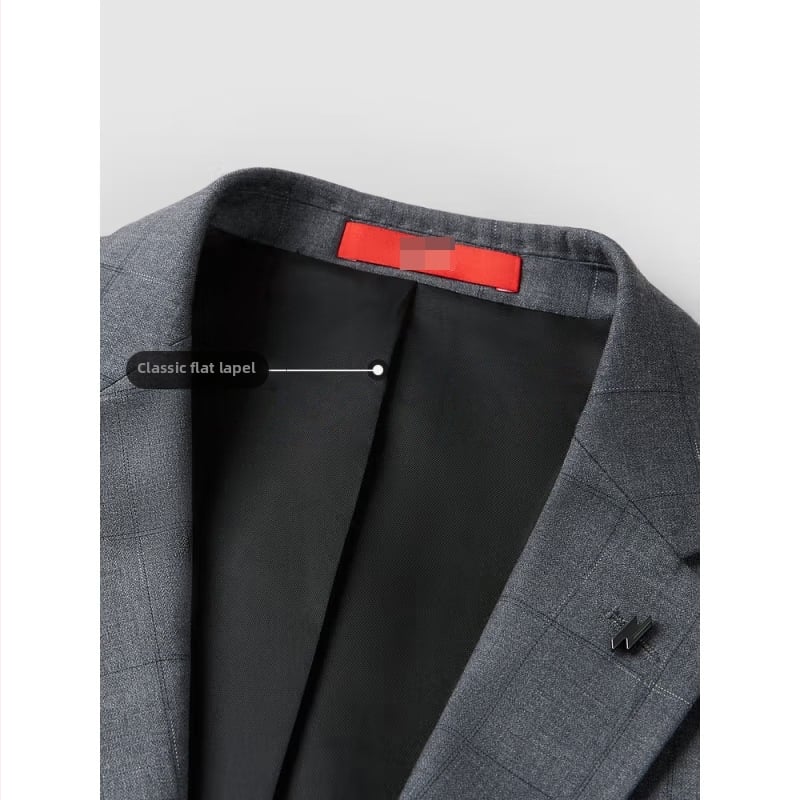 Háromrészes férfi öltöny szürke kockás, slim fit, üzleti viselet