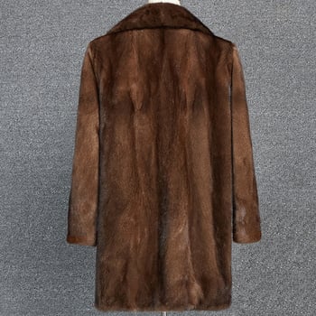 Pánsky dlhý kabát z umelej norkovej kožušiny, slim fit, zimný obchodný štýl
