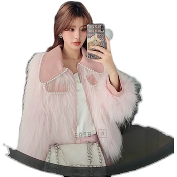 Γυναικείο παλτό με Pearl doll collar, υφαντή γούνα