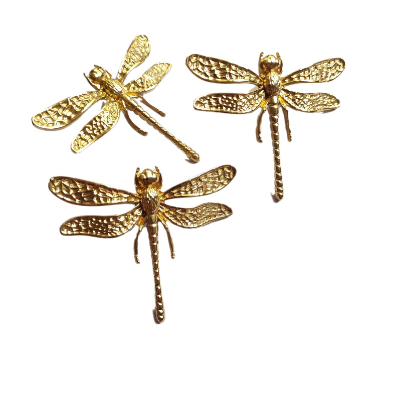 Dragonfly λαβή από ορείχαλκο για συρτάρια και ντουλάπες — μοντέρνο διακοσμητικό εξάρτημα επίπλων