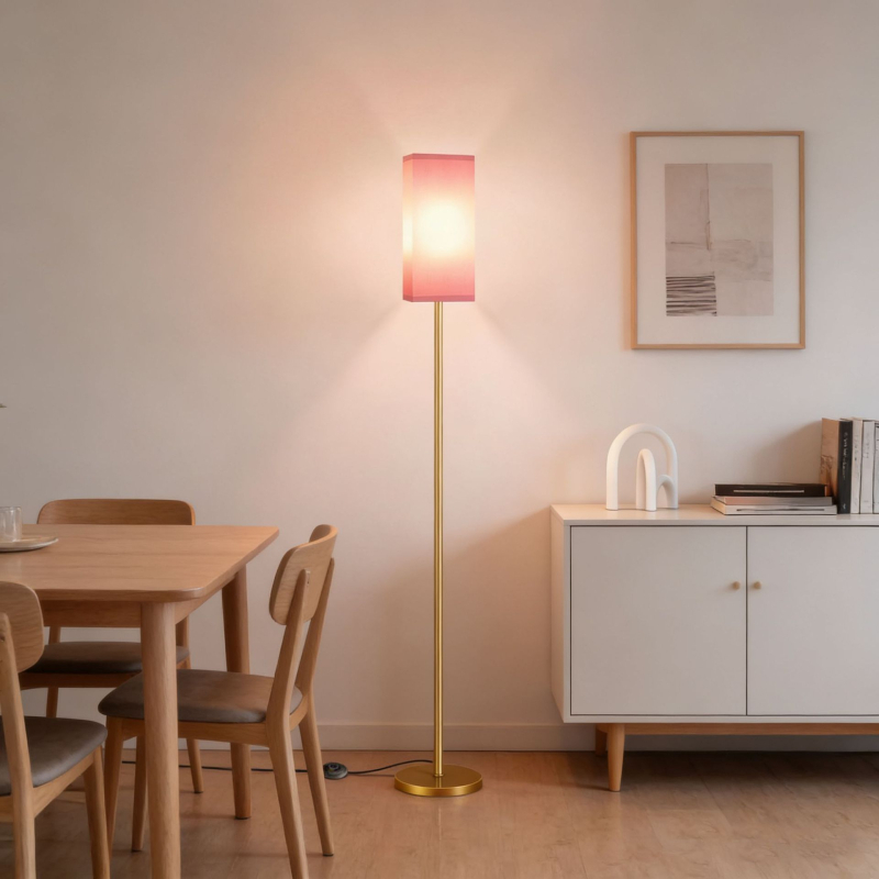 Φωτιστικό δαπέδου LED, σε στυλ INS, premium, κατάλληλο για υπνοδωμάτιο και καθιστικό, ύψος 155 cm, ρυθμιζόμενη θερμοκρασία χρώματος 3000K–6500K, μεταλλική κατασκευή με υφασμάτινο καπέλο, CRI 80–90
