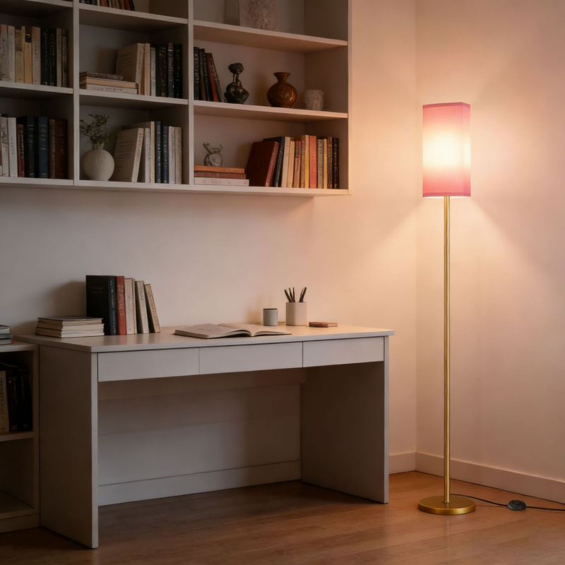Φωτιστικό δαπέδου LED, σε στυλ INS, premium, κατάλληλο για υπνοδωμάτιο και καθιστικό, ύψος 155 cm, ρυθμιζόμενη θερμοκρασία χρώματος 3000K–6500K, μεταλλική κατασκευή με υφασμάτινο καπέλο, CRI 80–90