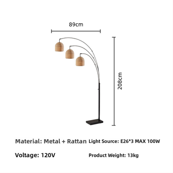 Podlampa z bambusu, pletený ratan, európsky minimalistický štýl