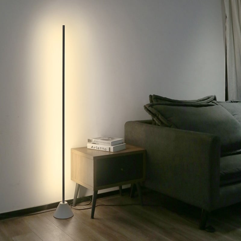 LED φωτιστικό δαπέδου – για σαλόνι, υπνοδωμάτιο ή μελέτη – σκανδιναβικός μοντέρνος μινιμαλισμός, δημιουργική έξυπνη κάθετη λάμπα (Sandstone Black / Snow White)