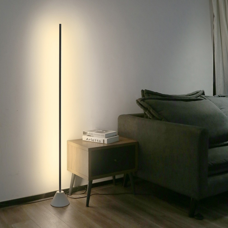 LED φωτιστικό δαπέδου – για σαλόνι, υπνοδωμάτιο ή μελέτη – σκανδιναβικός μοντέρνος μινιμαλισμός, δημιουργική έξυπνη κάθετη λάμπα (Sandstone Black / Snow White)