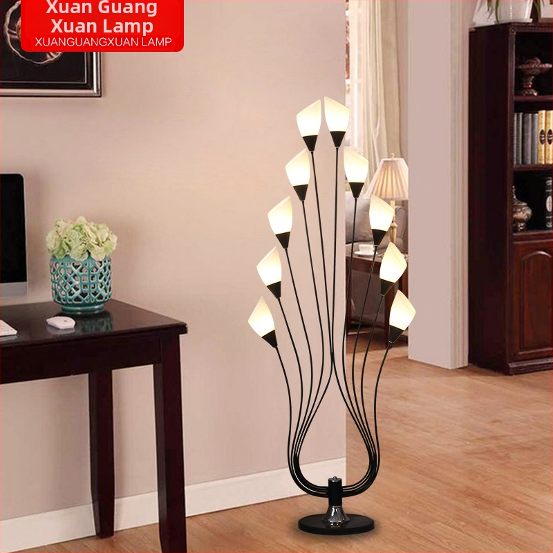 Prispôsobená LED stojanová lampa s kovovým rámom z železa a akrylovým tienidlom, nordický štýl, 10 LED, vhodná do obývačky, spálne a študovne