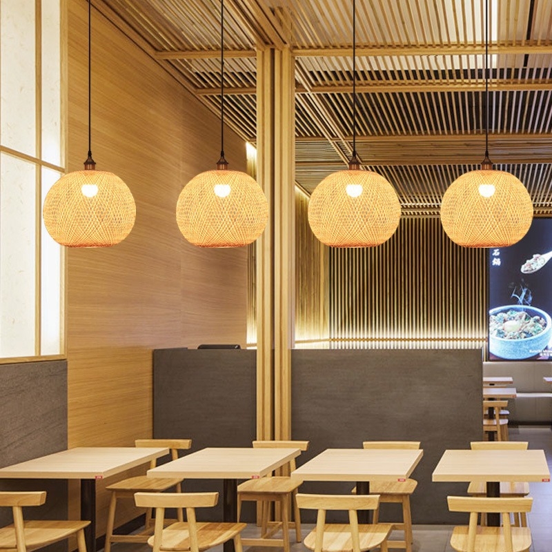 Japán stílusú villa, kétszintes lépcsőlámpa óraszerű formával, kreatív minimalist lámpa bambusz művészeti csillárral szállodai hálószobákhoz