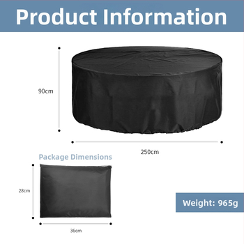 Kryt na záhradný stôl, veľký rozmer, polyester so strieborným povlakom, vodeodolný, prachu odolný, UV-odolný, Oxford tkanina, prispôsobiteľný