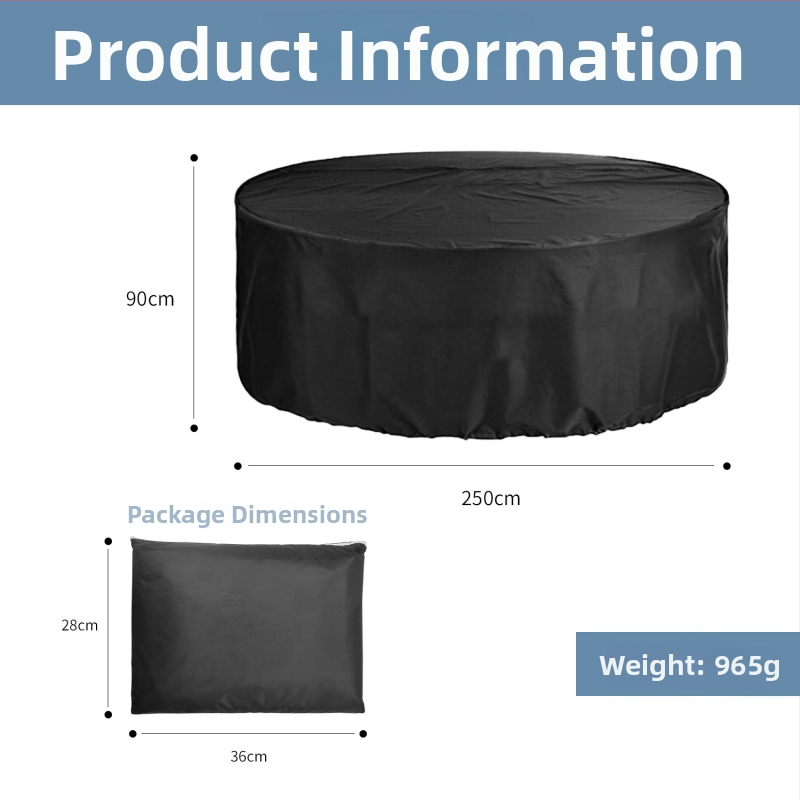 Kryt na záhradný stôl, veľký rozmer, polyester so strieborným povlakom, vodeodolný, prachu odolný, UV-odolný, Oxford tkanina, prispôsobiteľný