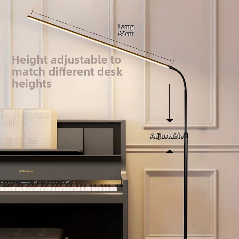 Stojacia lampa s ochranou očí a nastaviteľnou jasou pre detskú izbu, vhodná na čítanie a učenie, výška 120–160 cm.