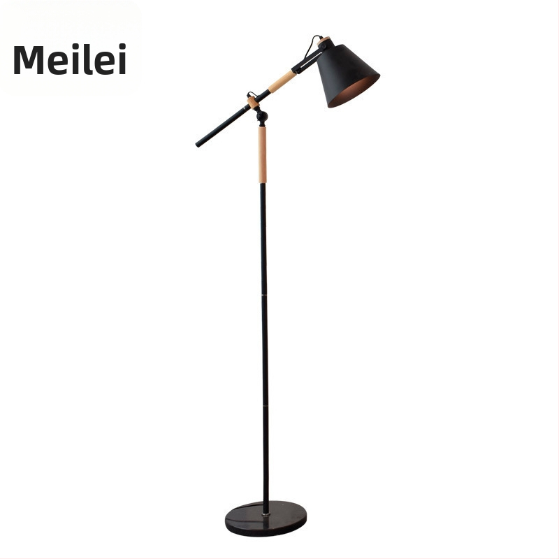 Čierna stojanová lampa v nordickom priemyselnom štýle do obývačky, lampa na čítanie s ochranou očí