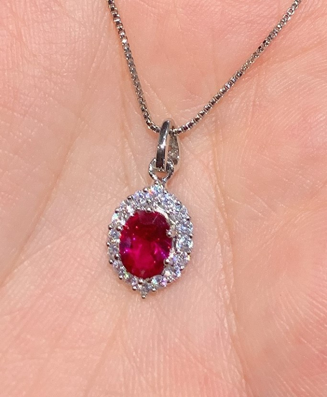 Zhuang Sheng Jewelry – Σετ γυναικείων κοσμημάτων: vintage δαχτυλίδι, κολιέ με μενταγιόν και σκουλαρίκια με κόκκινο κορούνδιο, επιχρυσωμένος χαλκός
