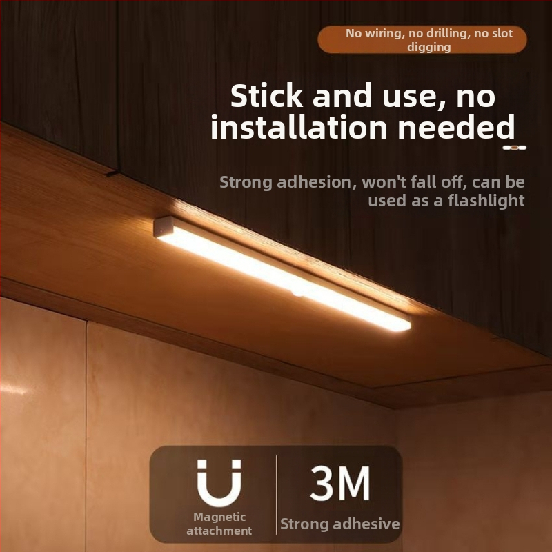 LGZM-001 USB nabíjateľná LED senzorová nočná svetla pre skrinky a vstupné priestory, magnetická páska, biela alebo teplá farba, stmievateľná, dĺžky 10–50 cm