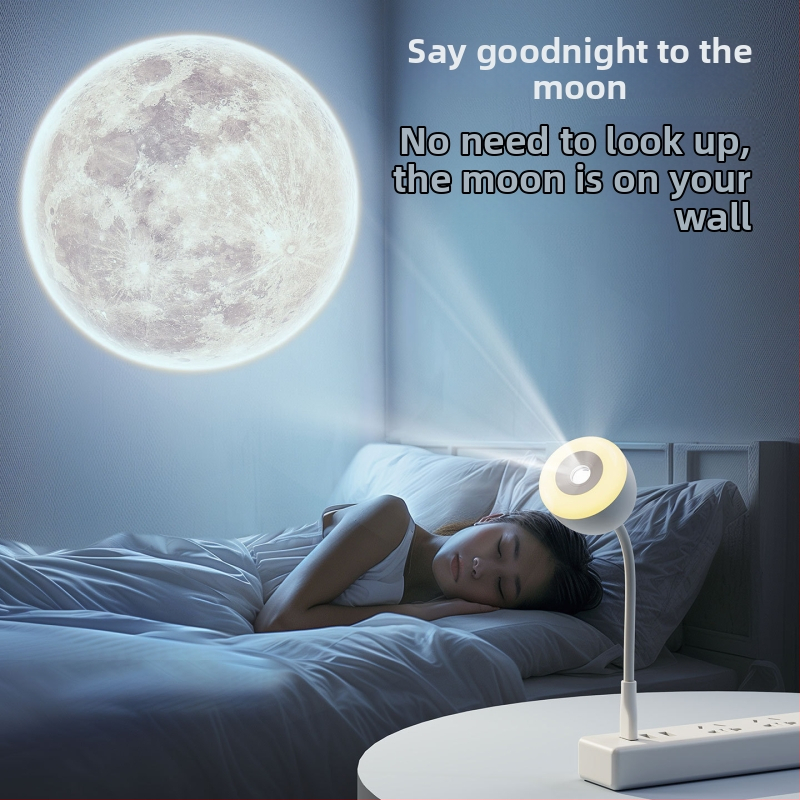 USB projektorová lampa s hlasovým ovládaním, skladacia lampa do izby pre atmosféru, nočná stolná lampa v tvare mesiaca