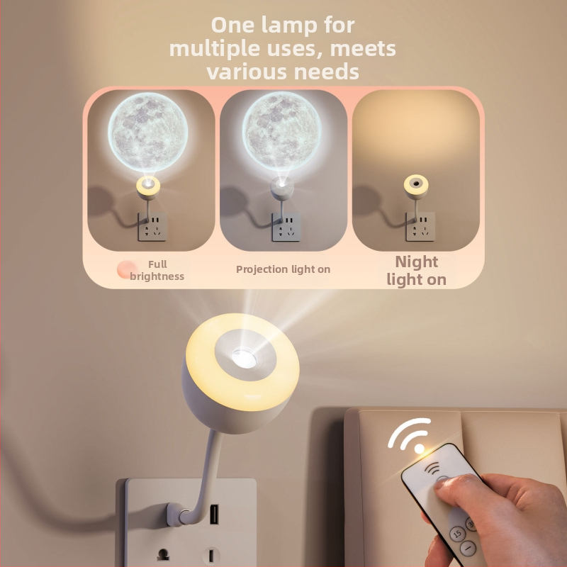USB projektorová lampa s hlasovým ovládaním, skladacia lampa do izby pre atmosféru, nočná stolná lampa v tvare mesiaca