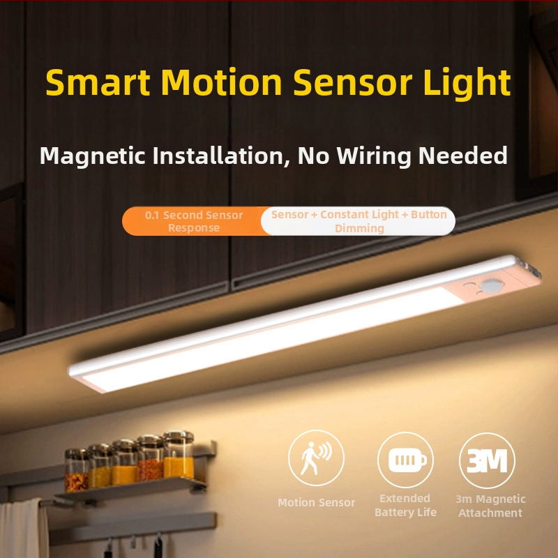 Inteligentné LED nabíjateľné senzorové svetlo s detekciou tela, nočná lampa do spálne, stolná lampa, magnetická svetelná páska, tri teploty farieb
