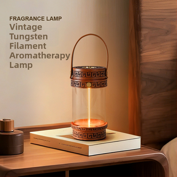 Masívne drevo aromaterapeutická lampa s wolfrámovým vláknom, nabíjateľná nočná lampa do spálne, čínskeho štýlu retro zen tea stolová lampa, lampa na esenciálne oleje