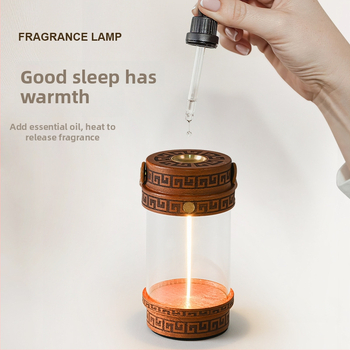 Masívne drevo aromaterapeutická lampa s wolfrámovým vláknom, nabíjateľná nočná lampa do spálne, čínskeho štýlu retro zen tea stolová lampa, lampa na esenciálne oleje