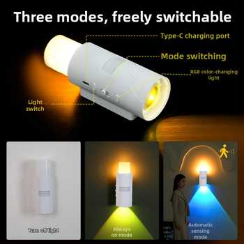 Inteligentné magnetické RGB ambientné nočné svetlo so senzorom pohybu, nastaviteľnou jasou, nočná lampa pri posteli a chodba