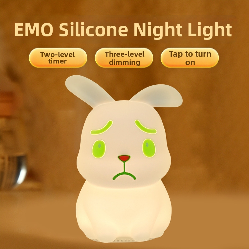 Nočná lampa s krémovým zajačikom do detskej izby, stolná USB lampička