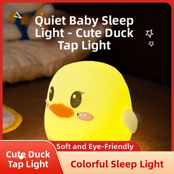 Doudou Duck Tap Lamp — Silikónová nočná lampa so senzorom pohybu, 7 farieb + teplé svetlo, lampa pri posteli pre deti