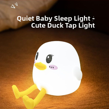 Doudou Duck Tap Lamp — Silikónová nočná lampa so senzorom pohybu, 7 farieb + teplé svetlo, lampa pri posteli pre deti
