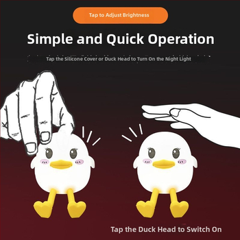 Doudou Duck Tap Lamp — Silikónová nočná lampa so senzorom pohybu, 7 farieb + teplé svetlo, lampa pri posteli pre deti